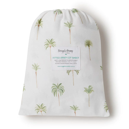 snuggle-hunny-kids-green-palm-cot-sheet-image