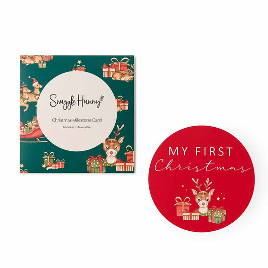 Snuggle Hunny Reindeer Reversible Milestone Card