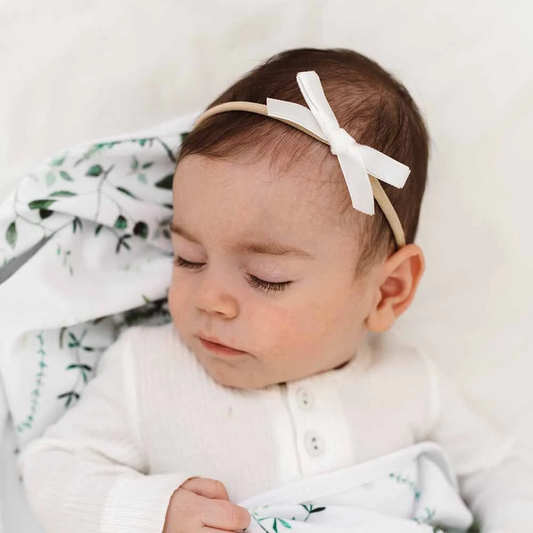 White Velvet Bow - Snuggle Hunny
